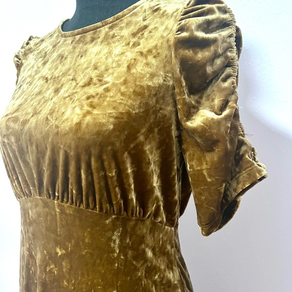 Who What Wear Gold Puff renaissance festival  tiered Sleeve Midi Sundress XS - Picture 9 of 10